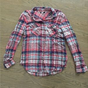 Urban Outfitters BDG pink blue flannel Olaf button down women’s XS